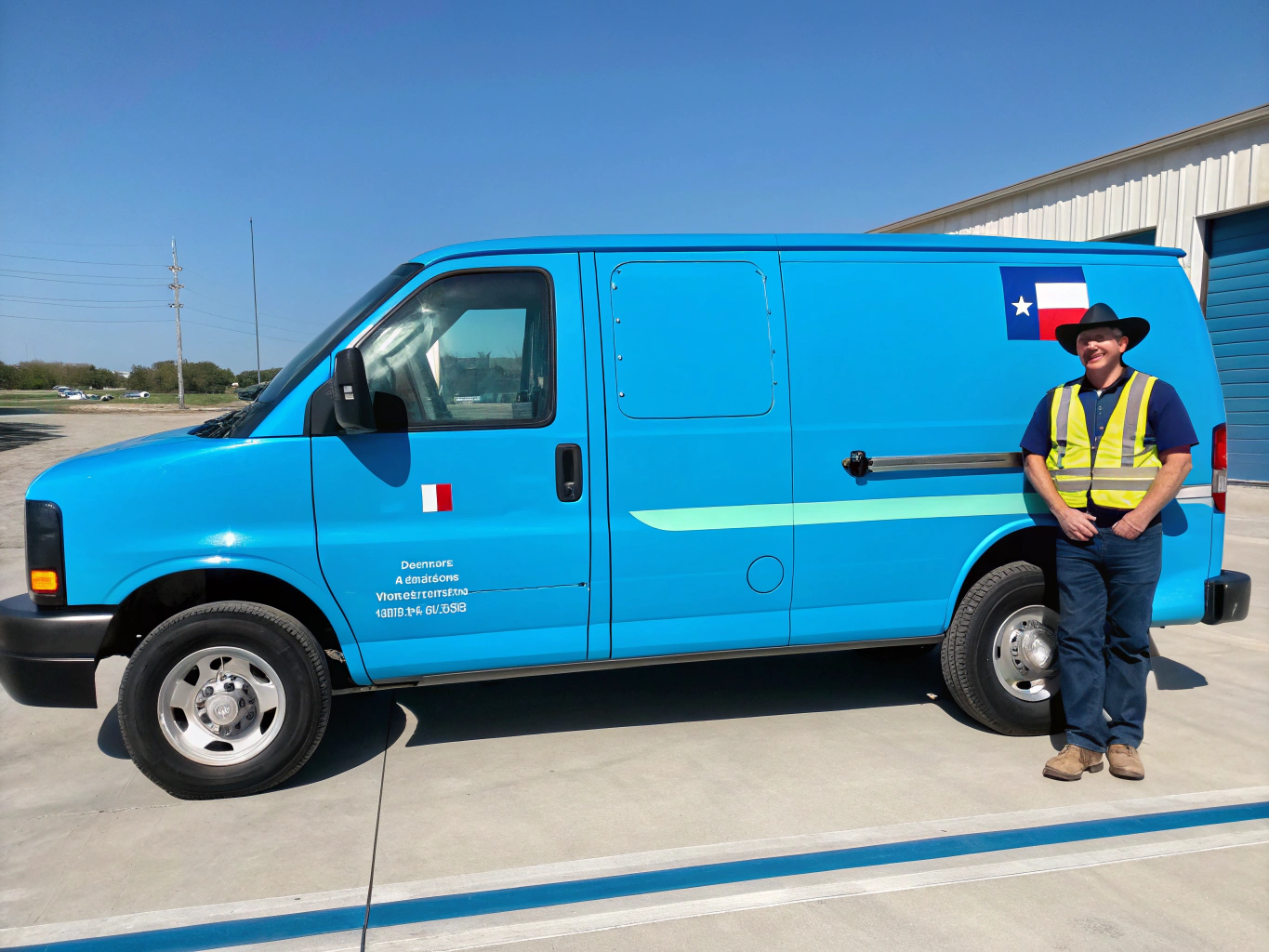 Plumbing service vehicle and technician in a residential Sedona neighborhood